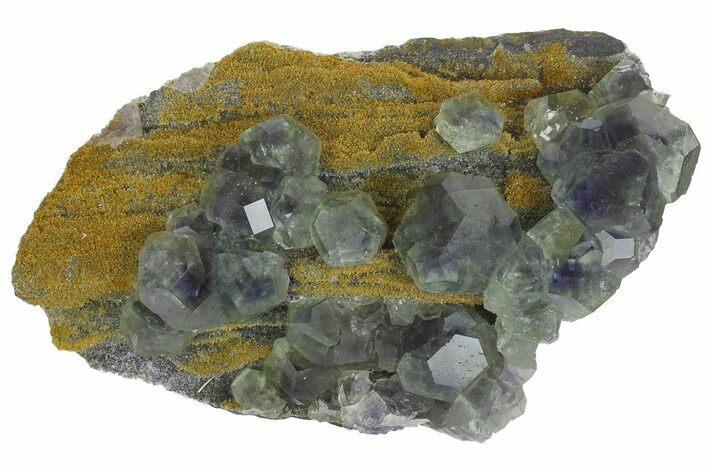 Purple-Green Cuboctahedral Fluorite on Sparkling Quartz - China #173034
